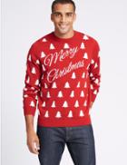 Marks & Spencer Merry Christmas Slogan Jumper Red Mix