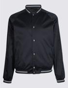 Marks & Spencer Cotton Rich Bomber Jacket With Stormwear&trade; Navy