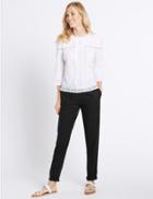Marks & Spencer Linen Rich Drawstring Tapered Leg Trousers Black