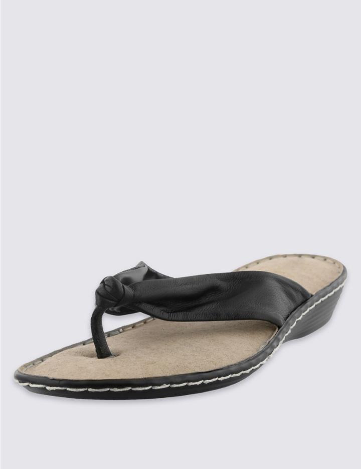 Marks & Spencer Leather Tubular Toe Sandals Black