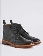 Marks & Spencer Leather Brogue Boots Black