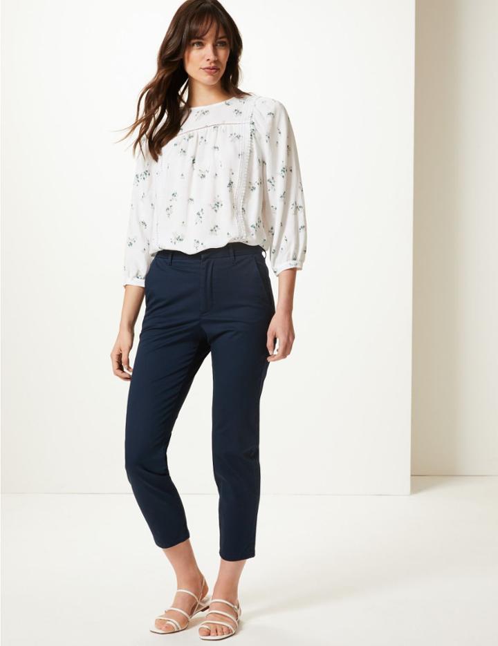 Marks & Spencer Slim Leg Ankle Grazer Chinos Navy