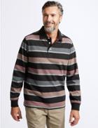 Marks & Spencer Slim Fit Pure Cotton Striped Rugby Top Black Mix