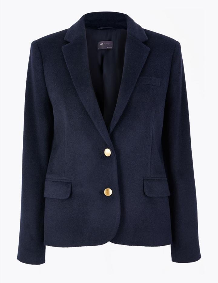 Marks & Spencer Flannel Jersey Blazer Navy