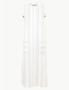 Marks & Spencer Striped Midi Shift Dress With Linen Ivory Mix