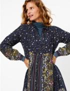 Marks & Spencer Floral Print Midi Shirt Dress Navy Mix