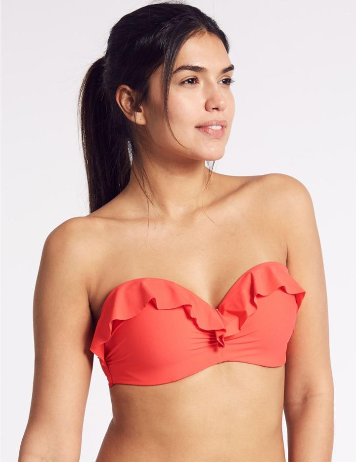 Marks & Spencer Bandeau Ruffle Bikini Top A-e Pink