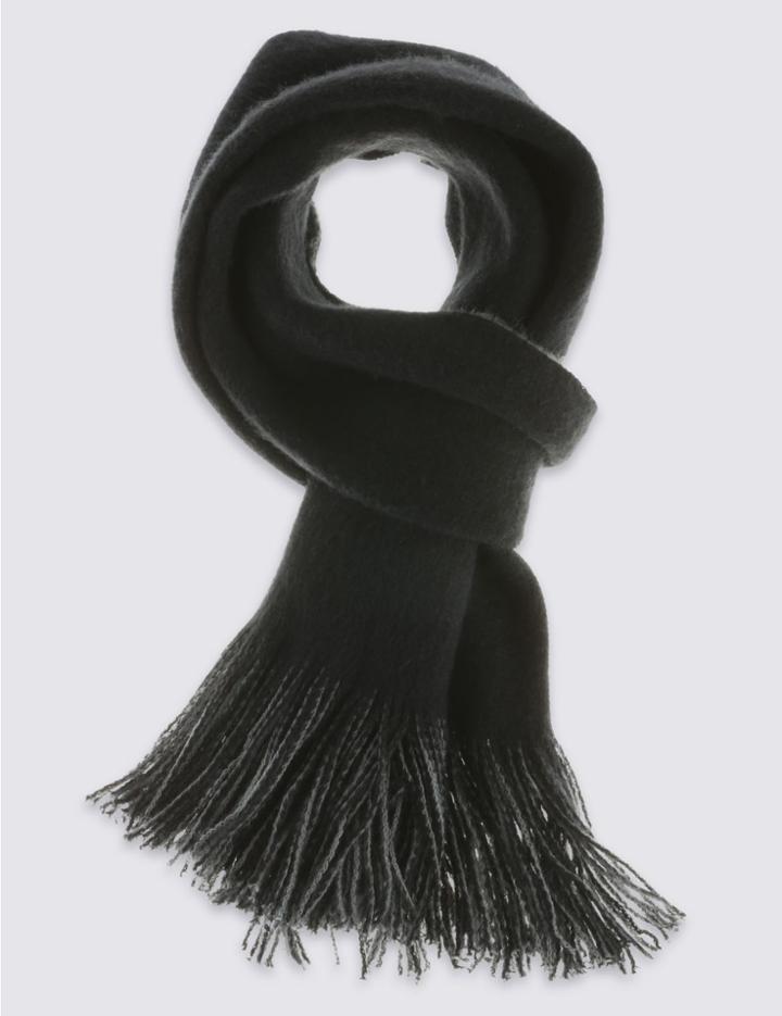 Marks & Spencer Double Face Brushed Scarf Black Mix