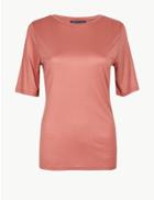 Marks & Spencer Round Neck Short Sleeve T-shirt Terracotta