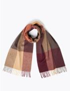 Marks & Spencer Merino Wool Checked Scarf Camel Mix