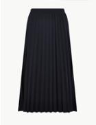Marks & Spencer Jersey Pleated A-line Midi Skirt Dark Navy