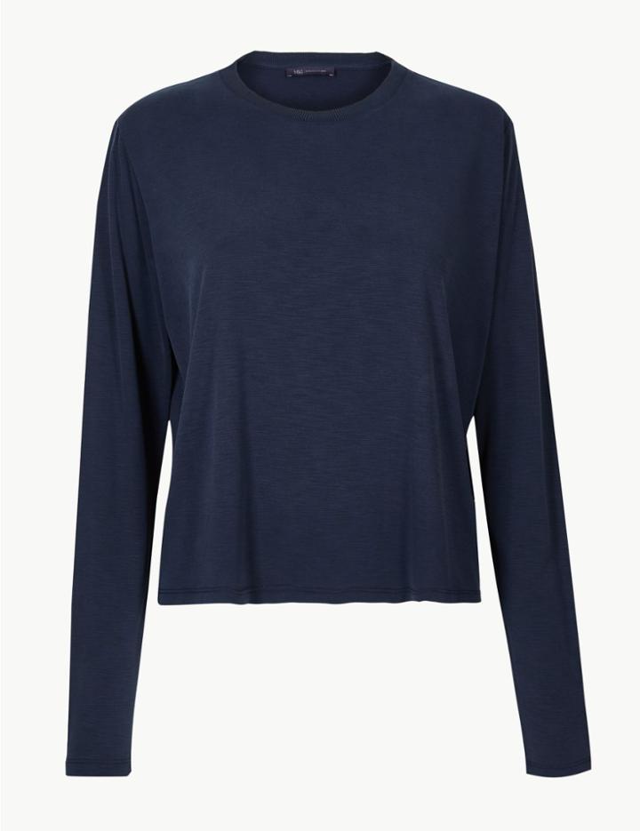 Marks & Spencer Round Neck Long Sleeve T-shirt Navy