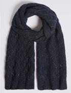 Marks & Spencer Nepped Cable Knitted Scarf Navy