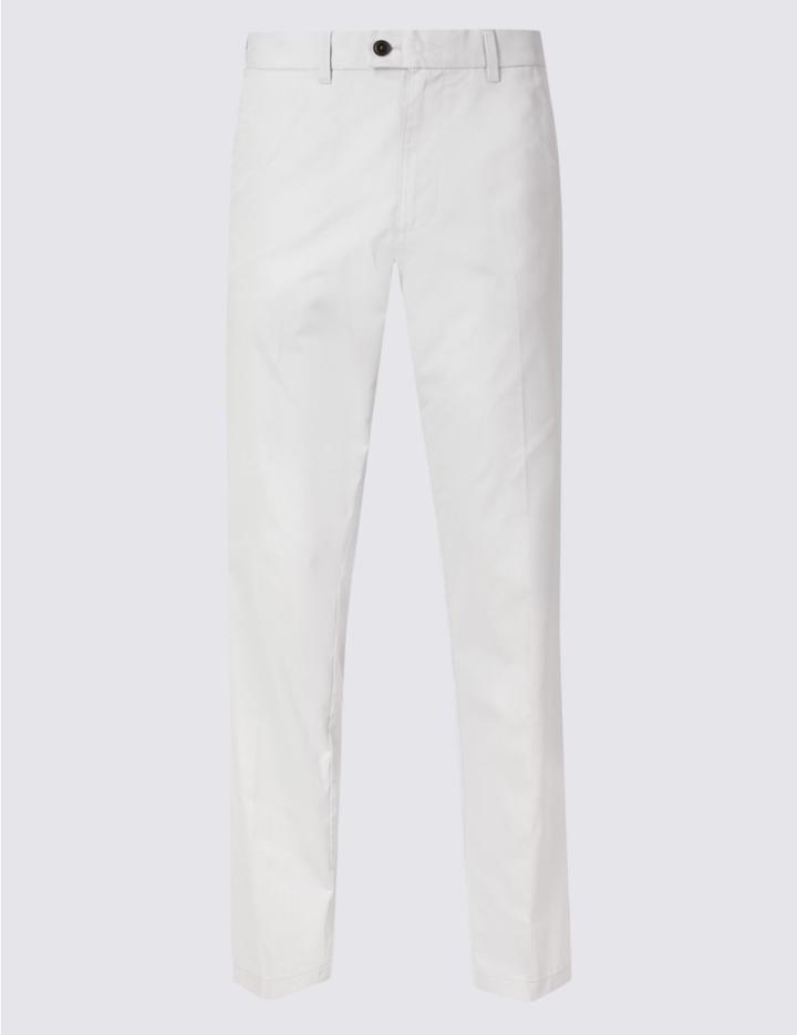 Marks & Spencer Regular Fit Cotton Rich Chinos Light Grey
