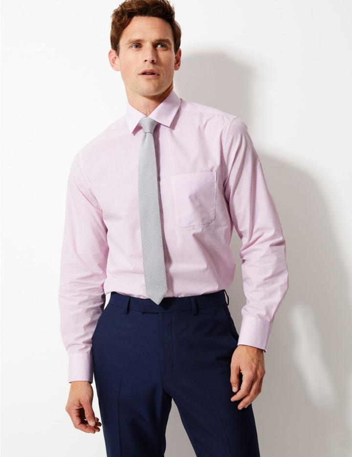 Marks & Spencer 2 Pack Cotton Blend Tailored Fit Shirts