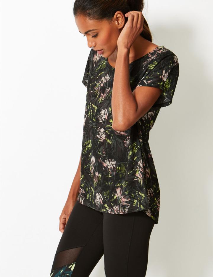 Marks & Spencer Quick Dry Burnout Sport Top Black Mix