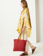 Marks & Spencer Straw Zipped Detail Shopper Bag Red