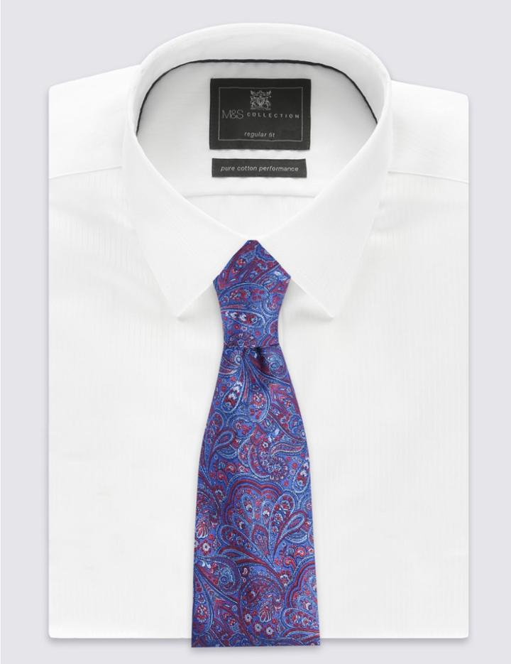 Marks & Spencer Pure Silk Paisley Print Tie Red Mix