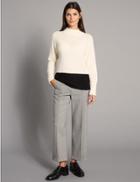 Marks & Spencer Dogtooth Print Straight Leg Trousers Black Mix