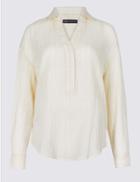 Marks & Spencer Cotton Rich Striped Long Sleeve Blouse Ivory
