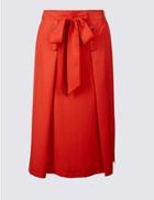 Marks & Spencer Button Detail A-line Midi Skirt Red