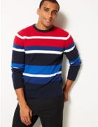 Marks & Spencer Pure Cotton Striped Jumper Red Mix