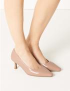 Marks & Spencer Wide Fit Kitten Heel Square Toe Court Shoes Nude
