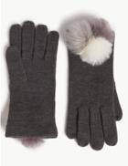 Marks & Spencer Knitted Pom-pom Gloves Grey Mix