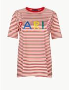 Marks & Spencer Pure Cotton Striped Short Sleeve T-shirt Multi