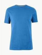 Marks & Spencer Slim Fit Pure Cotton Crew Neck T-shirt Royal Blue