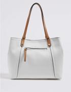 Marks & Spencer Faux Leather Colour Block Tote Bag White