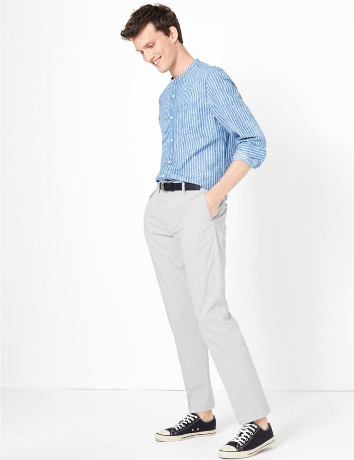 Marks & Spencer Super Light Weight Slim Fit Chinos Light Grey