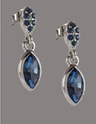 Marks & Spencer Pav Navette Diamant Drop Earrings Made With Swarovski&reg; Elements Light Blue