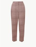 Marks & Spencer Pure Cotton Checked Straight Leg Trousers Pink Mix