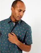 Marks & Spencer Pure Cotton Printed Shirt Green