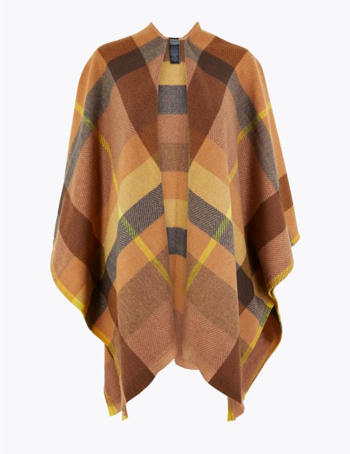 Marks & Spencer Checked Knitted Wrap Ochre
