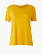 Marks & Spencer Round Neck Short Sleeve Relaxed Fit T-shirt Yellow