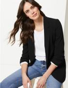 Marks & Spencer Ruched Sleeve Single Breasted Blazer Black