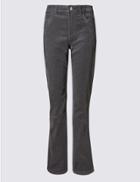 Marks & Spencer Cord Straight Leg Trousers Mid Grey