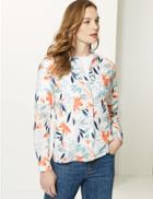 Marks & Spencer Linen Rich Floral Print Long Sleeve Shirt Ivory Mix