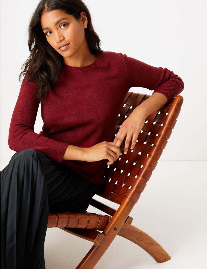 Marks & Spencer Cashmilon&trade; Round Neck Jumper Claret