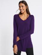 Marks & Spencer Asymmetrical Hem V-neck Longline Jumper Purple