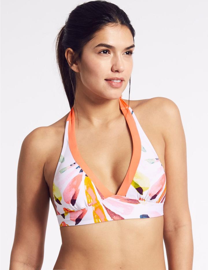 Marks & Spencer Printed Non-wired Triangle Bikini Top White Mix