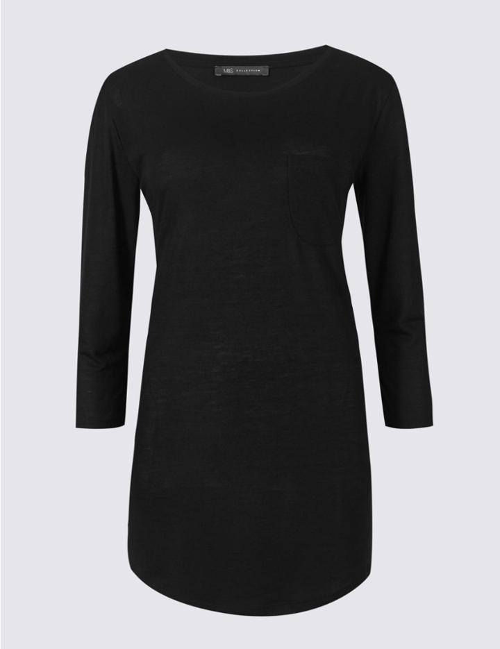 Marks & Spencer Longline Round Neck Long Sleeve Tunic Black