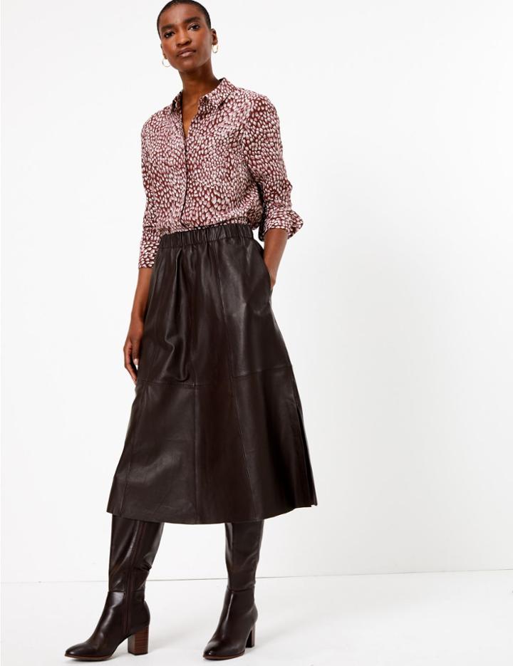 Marks & Spencer Pure Silk Printed Relaxed Fit Shirt