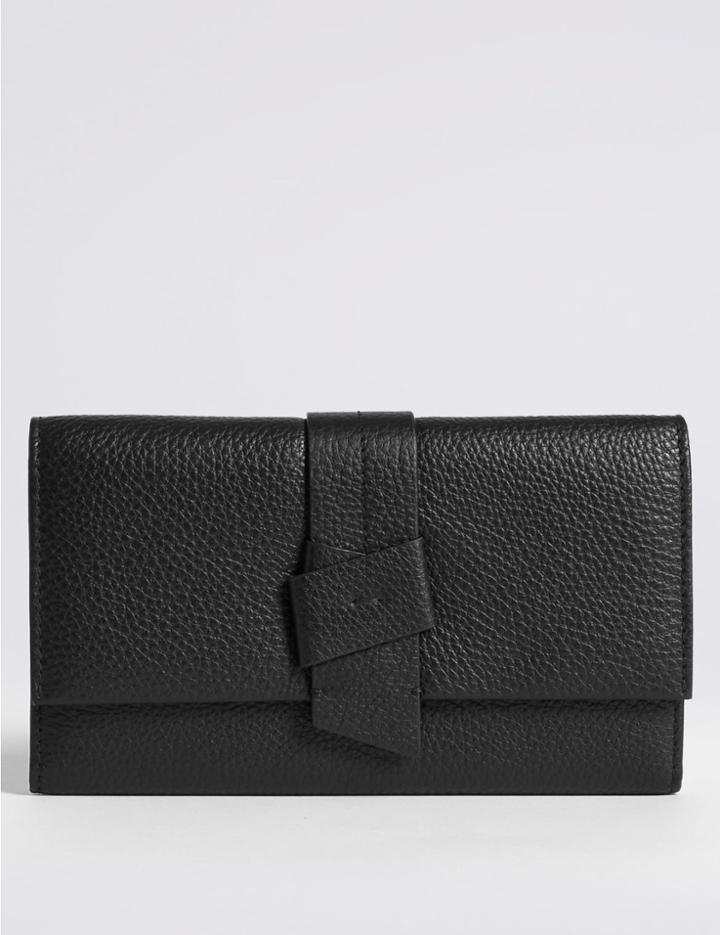 Marks & Spencer Leather Knot Detail Purse With Cardsafe&trade; Black