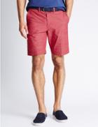 Marks & Spencer Pure Cotton Striped Short With Belt Red Mix