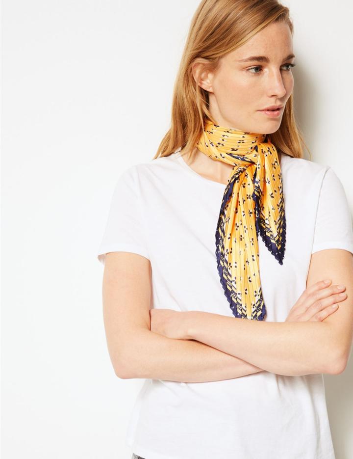 Marks & Spencer Geometric Print Pleated Scarf Ochre