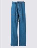 Marks & Spencer Wide Leg Plait Roma Rise Jeans Medium Blue