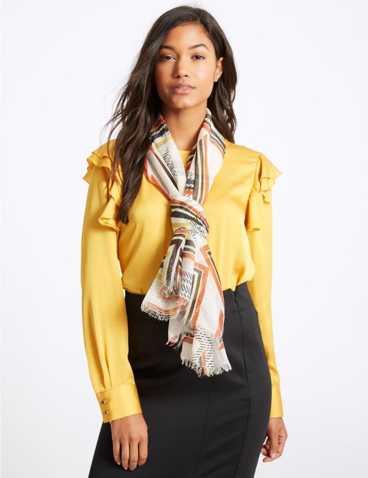 Marks & Spencer Abstract Striped Scarf Cream